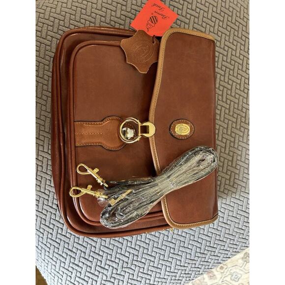 Baron Duck Brown Italian Leather Purse With Tags Handbag Crossbody Classy - Picture 6 of 9
